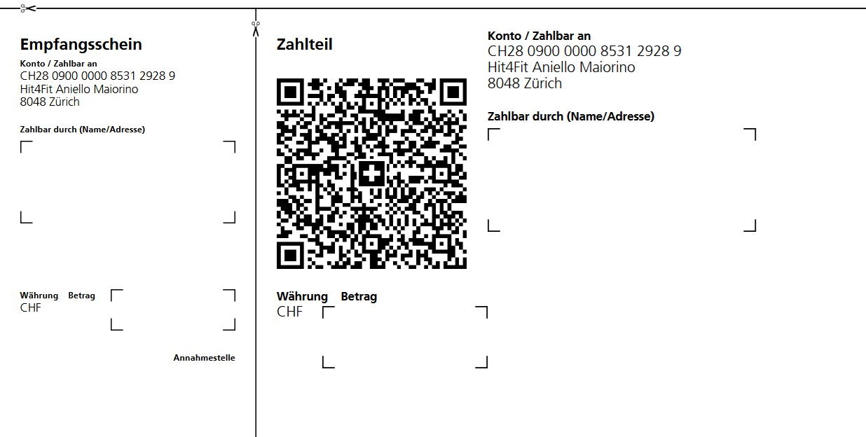 Hit4Fit QR-Code Einzahlung